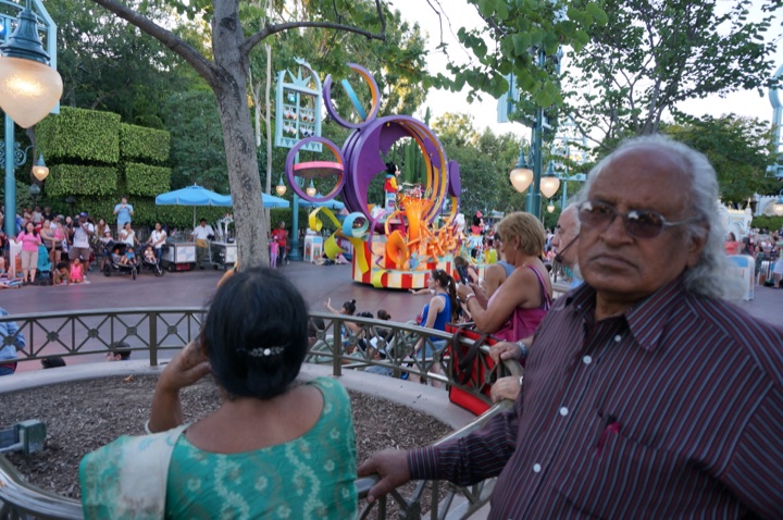 With his wife